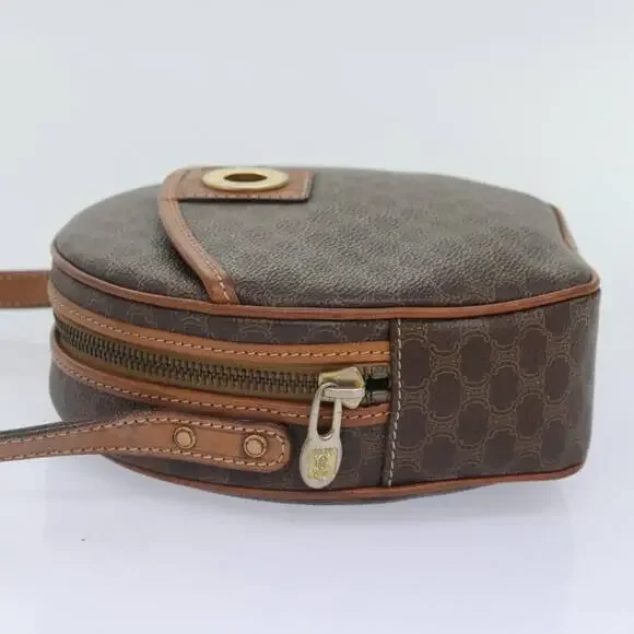 CELINE Macadam Canvas Shoulder Bag Pvc Leather Brown Gold - Picture 4 of 12